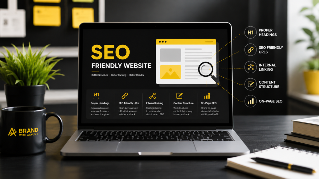 SEO-friendly website development with proper headings, URLs and internal linking